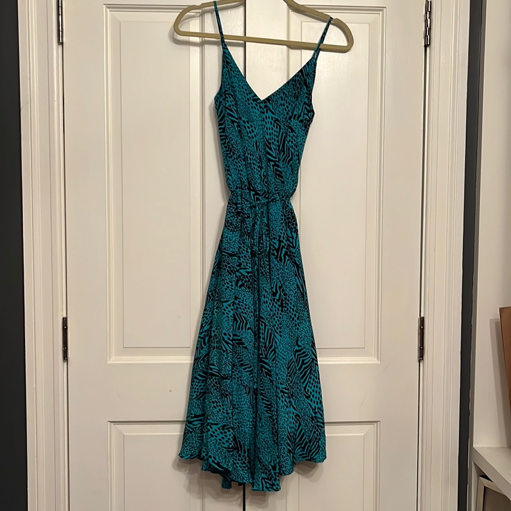 Yuma Kim - size small - turquoise animal print silk dress